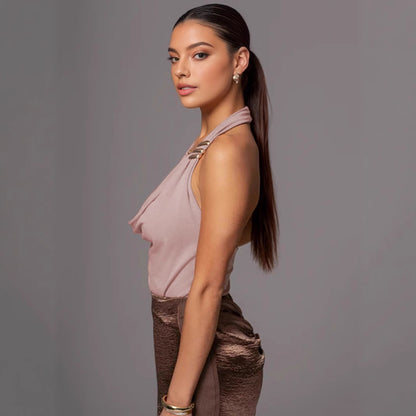 Summer Halter Top | Backless, Slim Fit, Cowl Neck Vest for Women | noémi