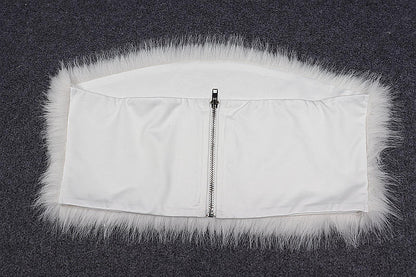 Furry Tube Top | Off Shoulder Ultra Short Crop Vest for Women | noémi