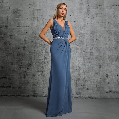 Double Shoulder Backless Fishtail Evening Gown | noémi