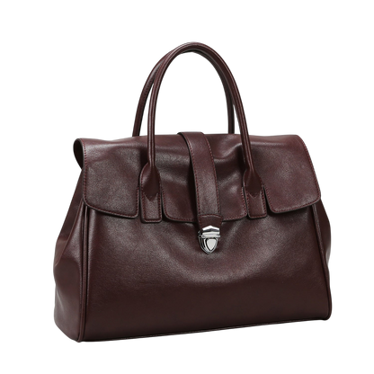 Khaki Soft Leather Tote | Large Capacity Office Handbag | noémi
