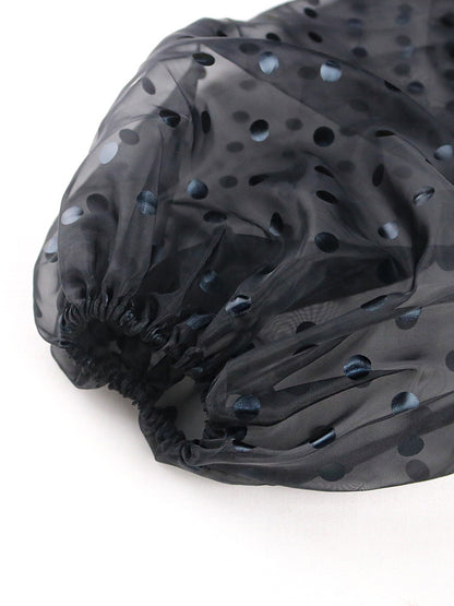 Polka Dot Puff Sleeve Top | See Through, Long Sleeve Womens Shirt | noémi