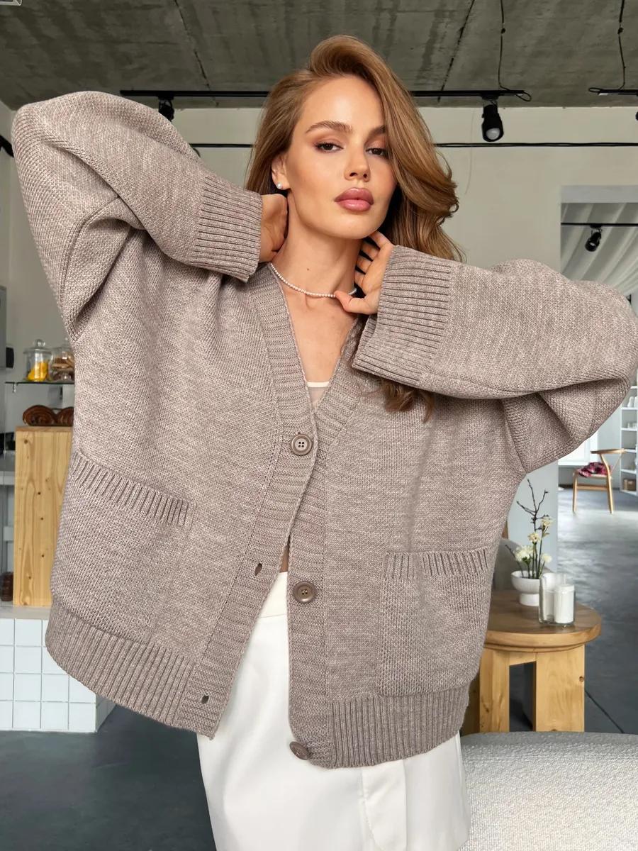 V Neck Pocket Cardigan | Knit Sweater Coat for Women | Loose Fit | noémi