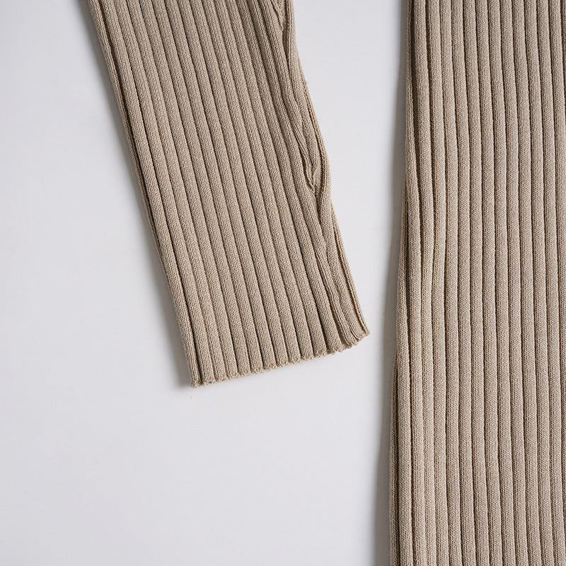 Ribbed V Neck Cardigan for Women | Slim Fit, Wool Blend, Button Down Long Sleeve Top | noémi