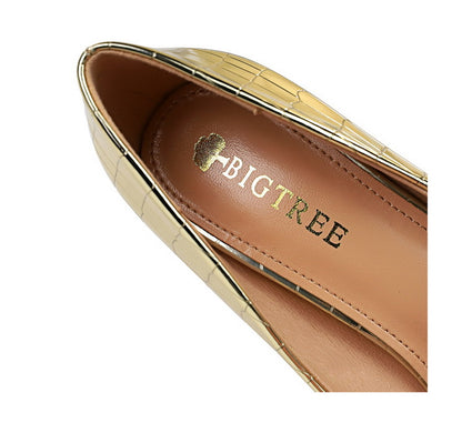 Retro Gold Pointed Toe Stiletto Heels | Shiny Metal Croc Pattern, Super High Heel Pumps | noémi