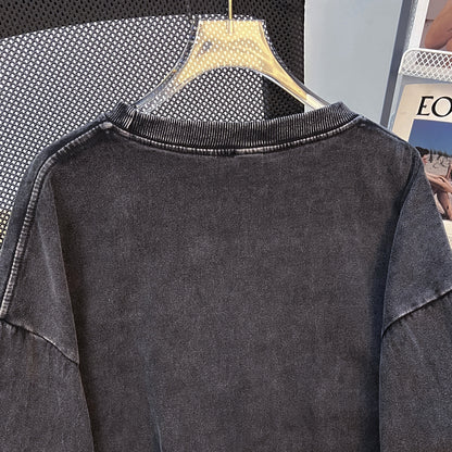 Fleece Lined Bow Sweater | Washed Black, Thickened Loose Fit | noémi