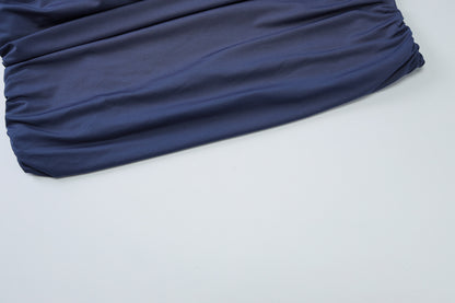 Women U Neck Sleeveless Pleated Slim Fit Sheath Dress Solid Color | noémi