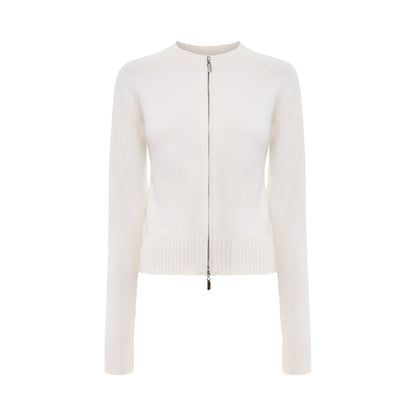 Womens Slim Fit Ribbed Knit Zipper Cardigan | Stand Collar | noémi