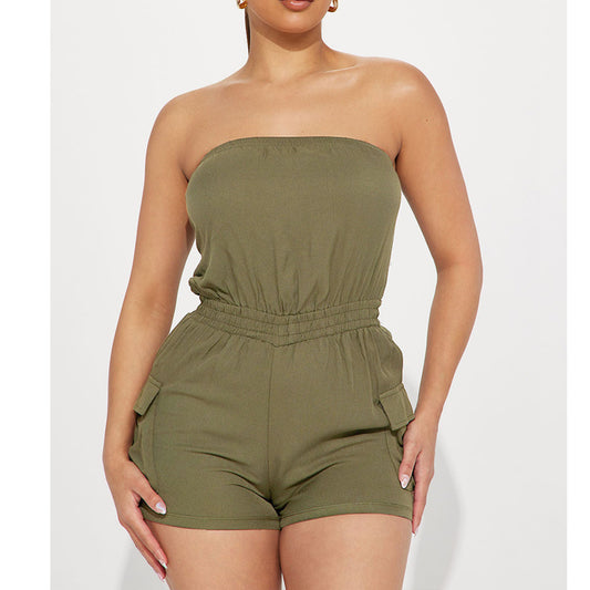 Women’s Strapless Utility Romper | Jumpsuit with Cargo Pockets | noémi