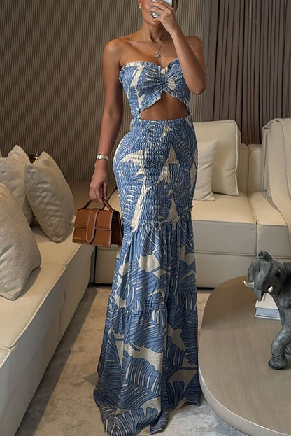 Halterneck Maxi Dress | Floral Print, Pleated Skirt | noémi