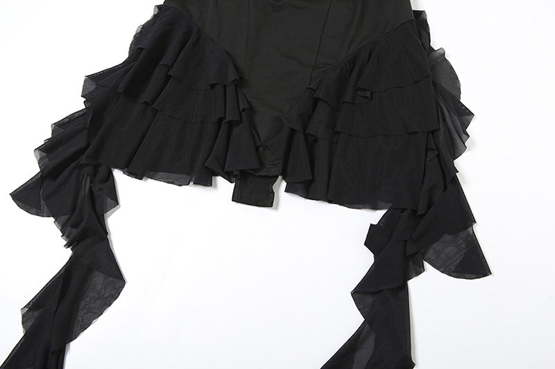 Halter Romper | Deep V Plunge, Ruffled Hem, Backless | noémi