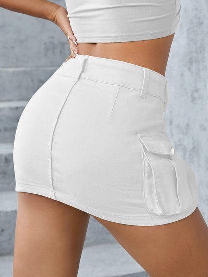 Cargo Mini Skirt | High Waisted, Stretch Fit, Side Pockets | noémi