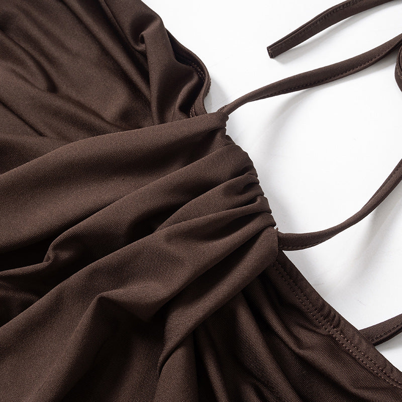 Solid Color Halter Neck Tube Top with High Waist Dress | noémi