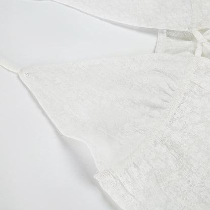 Lace Halter Crop Top | Backless Self Tie Vest | noémi