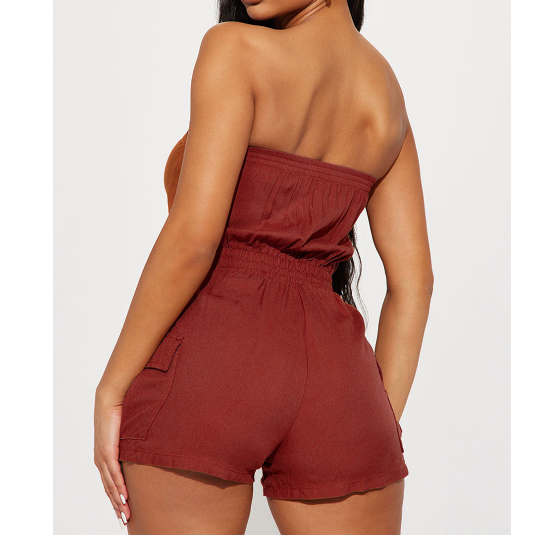 Women’s Strapless Utility Romper | Jumpsuit with Cargo Pockets | noémi