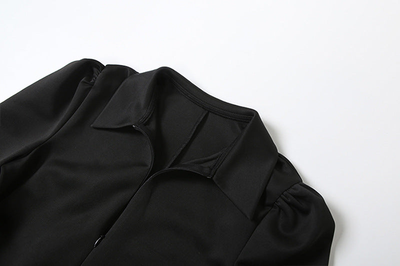 Womens Long Sleeve Dress with Collared Neck Lace Up Waist and Slim Fit | noémi