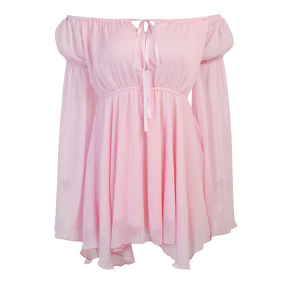 Womens Chiffon Corset Two Piece Off Shoulder Dress Set | noémi