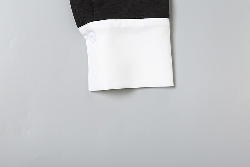 Womens Slim Fit Black Shirt Dress with Contrast Collar Cuffs | noémi