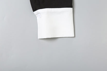 Womens Slim Fit Black Shirt Dress with Contrast Collar Cuffs | noémi