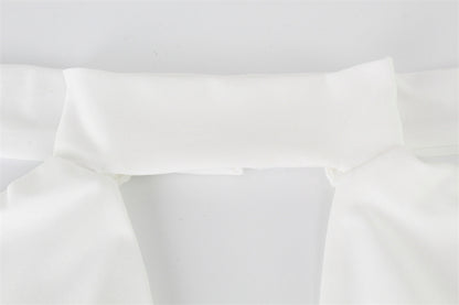 Womens White Two Piece Set | Halter Crop Top Low Waist Maxi Skirt V Neck | noémi