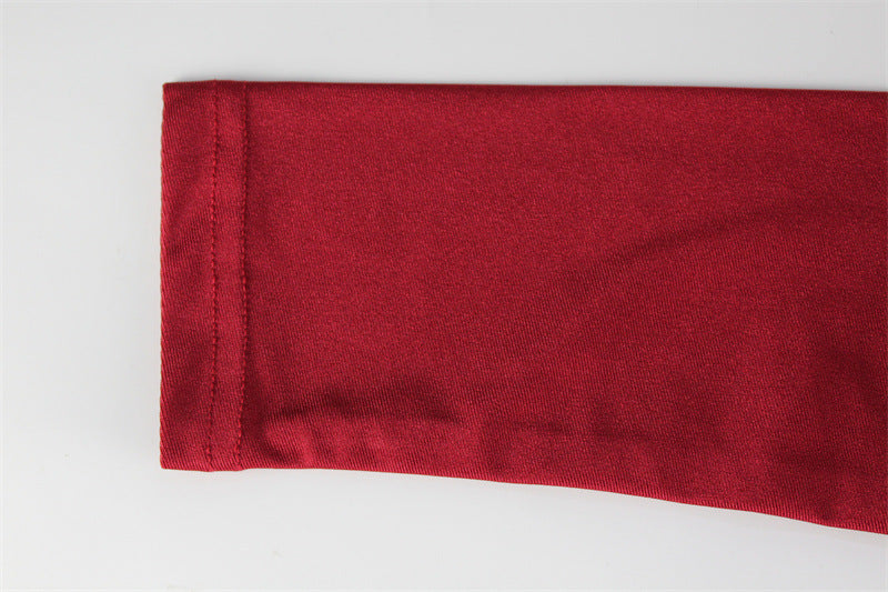 Red Cutout Dress for Women | Round Neck, Long Sleeve, High Slit, Retro Slim Fit | noémi