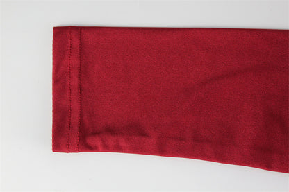 Red Cutout Dress for Women | Round Neck, Long Sleeve, High Slit, Retro Slim Fit | noémi