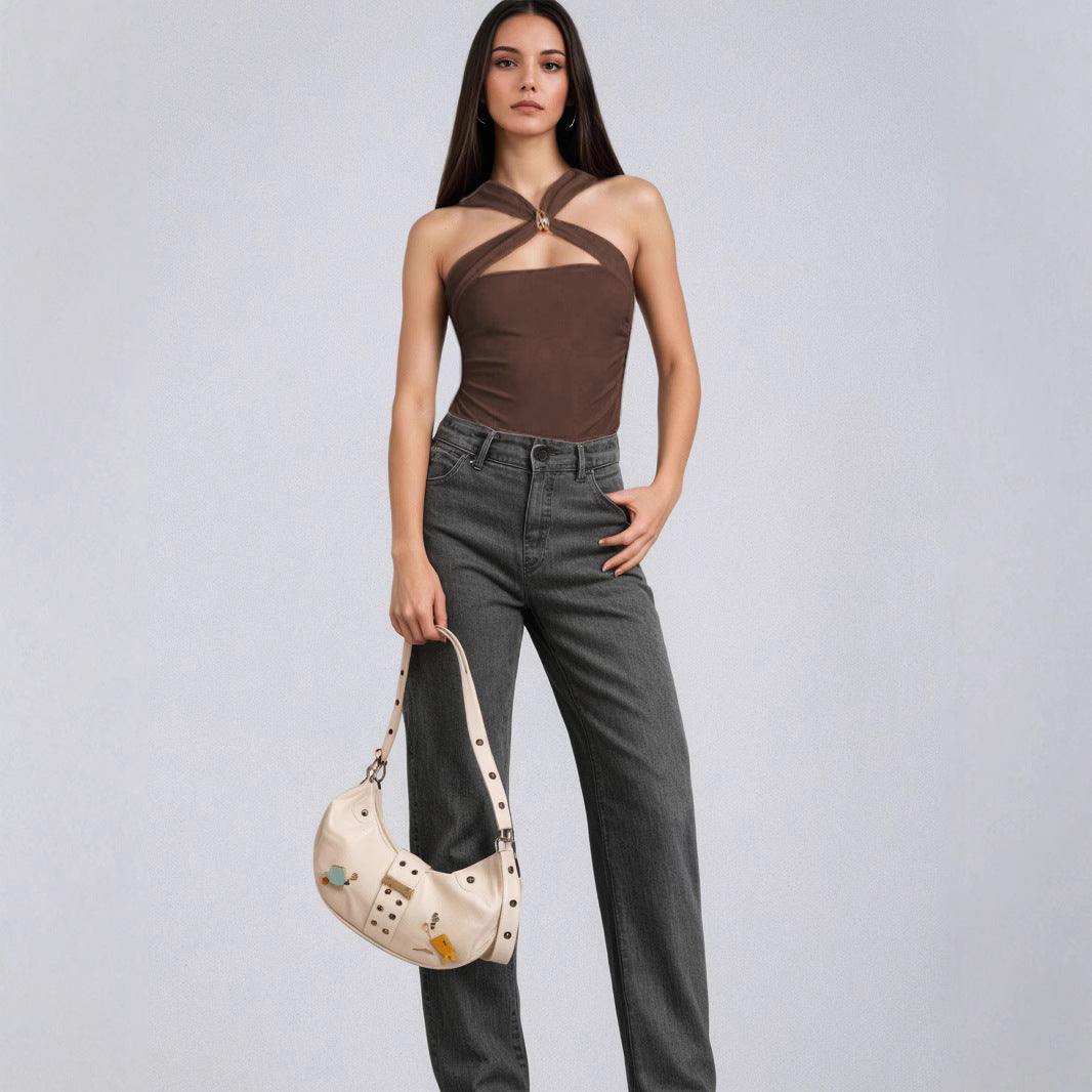 Slim Fit Womens Cross Strap Sleeveless Leotard | noémi