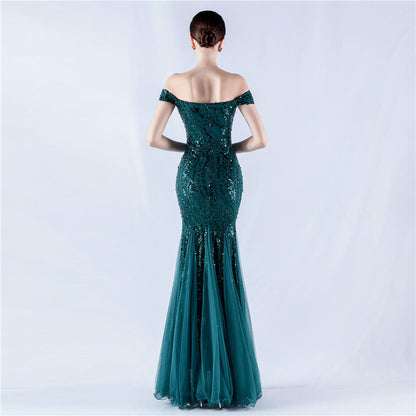 Beaded Mesh Dress with Sequin Detail and Fitted Silhouette | noémi