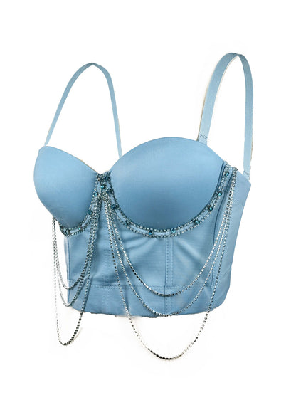 Tassel Chain Camisole | Corset Bra with Sparkling Boning | noémi `