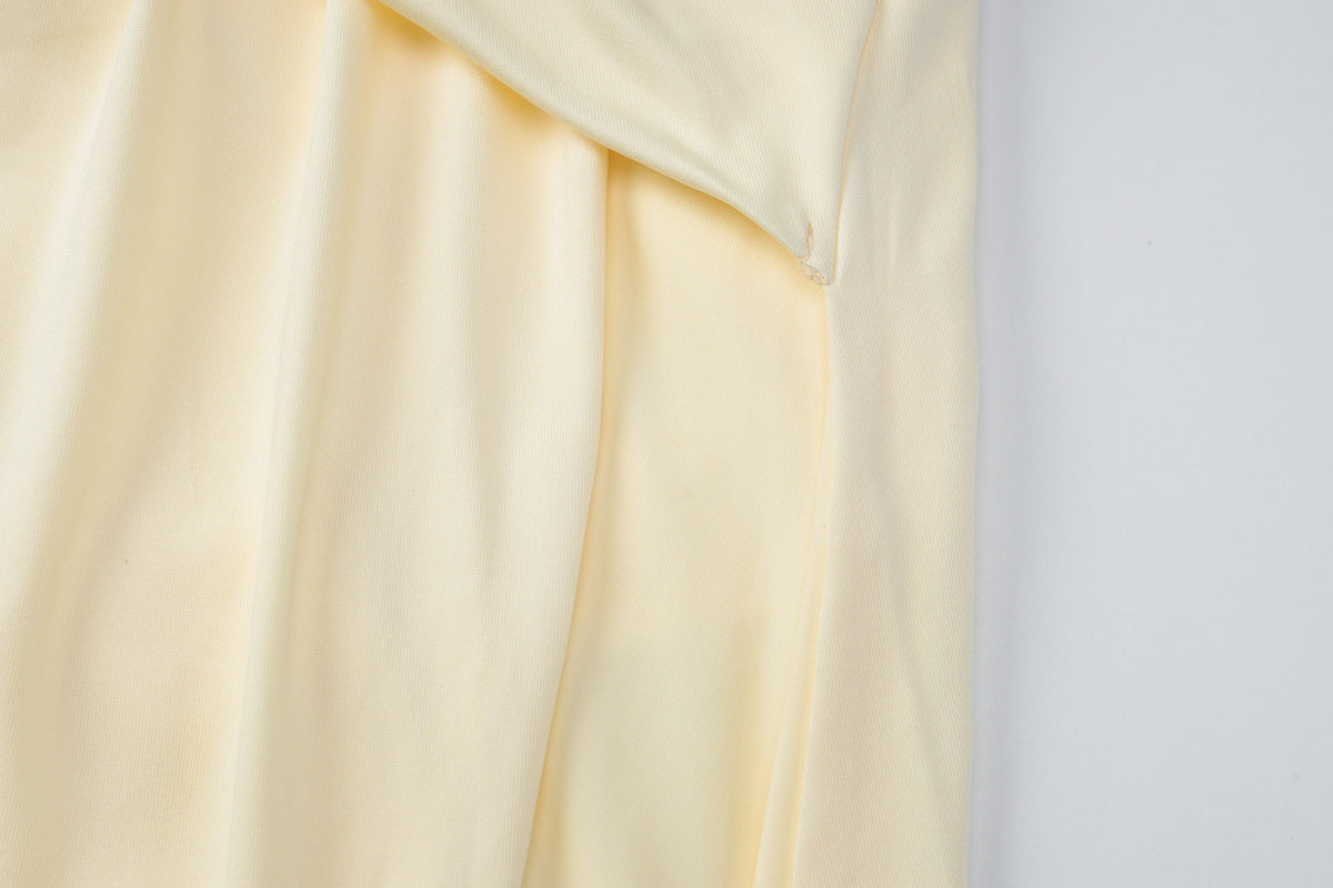 Womens Deep V Halter Pleated Backless Dress | noémi