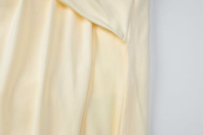 Womens Deep V Halter Pleated Backless Dress | noémi