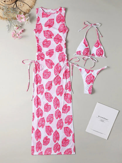 Bikini Set | 3 Piece Swimsuit with High Slit Skirt | Split Thong Bikini | noémi