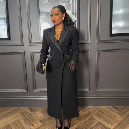 Womens Long Blazer Dress | Slim Fit Collared Coat | noémi