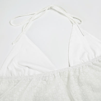 Lace Halter Crop Top | Backless Self Tie Vest | noémi