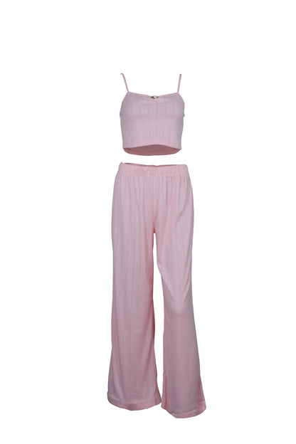Womens Two Piece Set | Trousers Suspenders Vest | Lightweight Pajama Lounge Wear | noémi