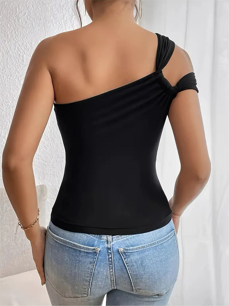 Off Shoulder Fitted Womens Vest Top | Stretch Waist Sleeveless Design | noémi