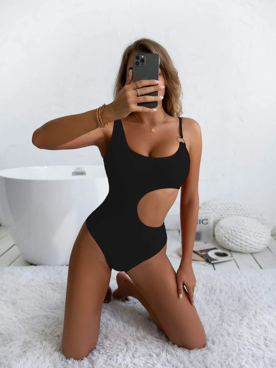 Womens One Piece with Hollow Cutouts | Solid Color Form Fitting Design | noémi
