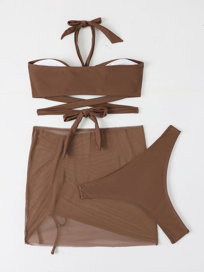 Three Piece Solid Color Split Bikini Set Swimsuit | noémi