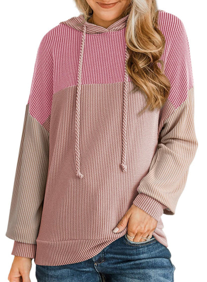Colorblock Hoodie for Women | Twist Stripe Loose Long Sleeve Sweater | noémi