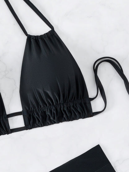 Solid Color Backless Tie Bikini Two Piece Swimsuit for Women | noémi