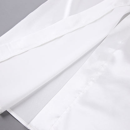 Satin Feather Robe | White Bridal Dressing Gown with Fluffy Cuff Detail | noémi