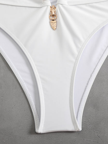 High Waist Tube Top Bikini with Solid Color Snake Print | noémi