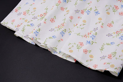 White Floral Maxi Dress with Spaghetti Straps | Flowy Summer Garden Dress | noémi