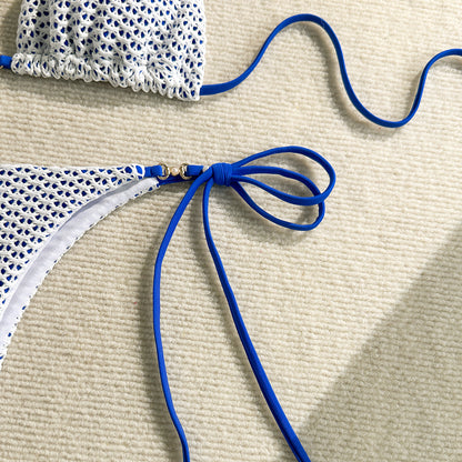 Knitted Cutout Bikini Set with Hollow Design and Split Detail | noémi