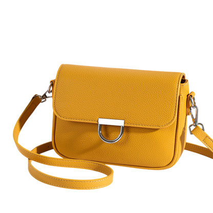 Elephant Gray Square Leather Crossbody Bag – Textured Retro Style | noémi