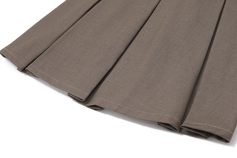 Strapless Belted Pleated Mini Dress | Taupe Dress | noémi