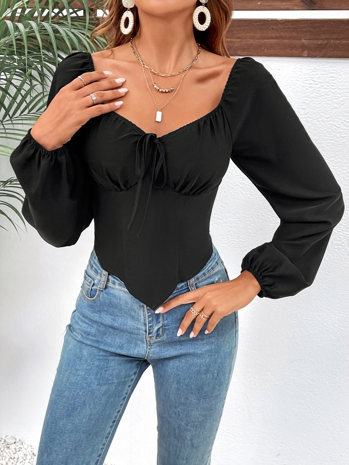 Slim Fit Puff Sleeve Shirt | Long Sleeve Blouse | noémi