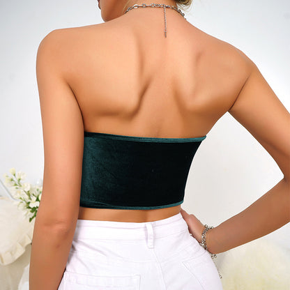 Velvet Boning Corset Top with Wrapped Chest and Backless Drawstring Fit | noémi