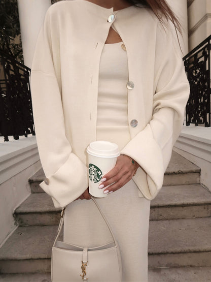 Knitted Long Sleeve Cardigan Camisole Skirt Set | Cozy Three Piece Sweater Set for Women | noémi