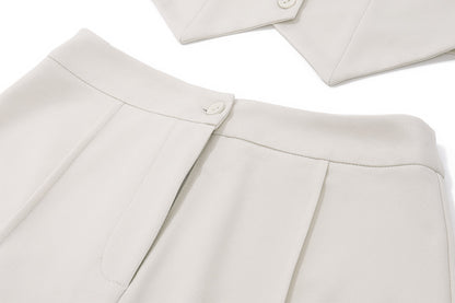 Halterneck Suit Set | White Blazer Vest A Line Mini Skirt | noémi