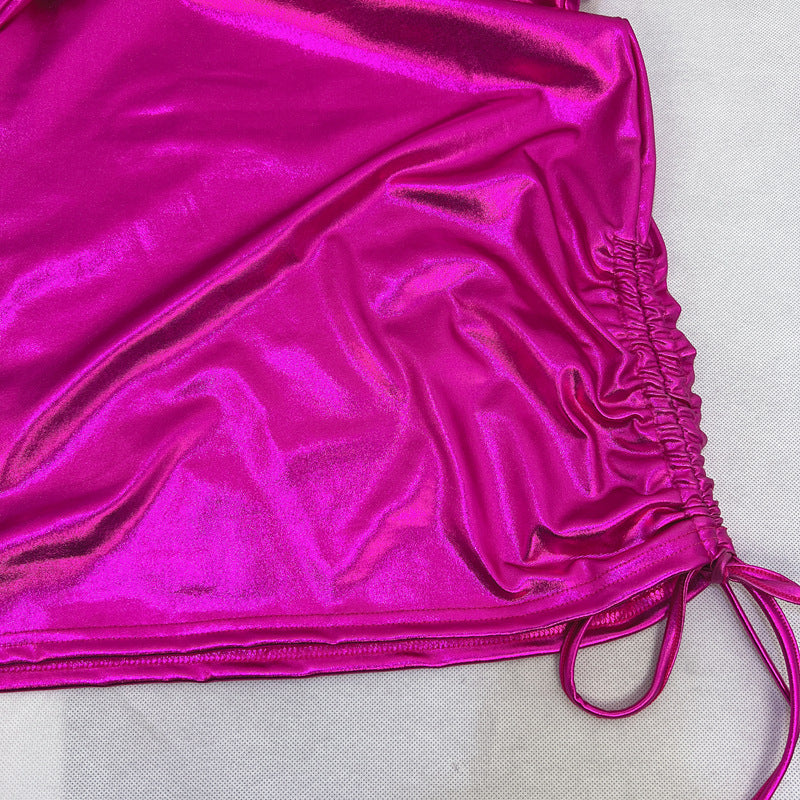 Metallic Coated Shoulder Dress | Waist Hip Bag | noémi